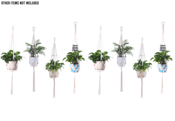 Macrame Pot Plant Hanger Four-Piece Set - Option for Two Sets