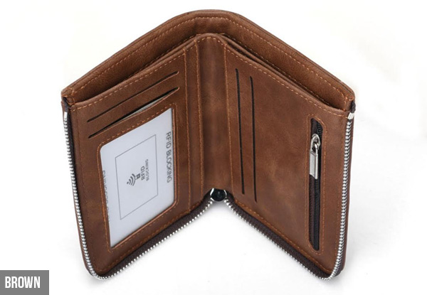 Zippered Leather-Look Wallet - Two Colours Available with Free Delivery