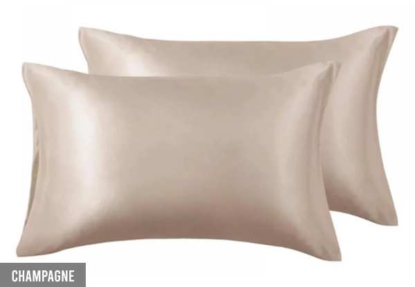 Two-Pack Silk Satin Queen Pillowcases - Available in Six Colours & Three Sizes