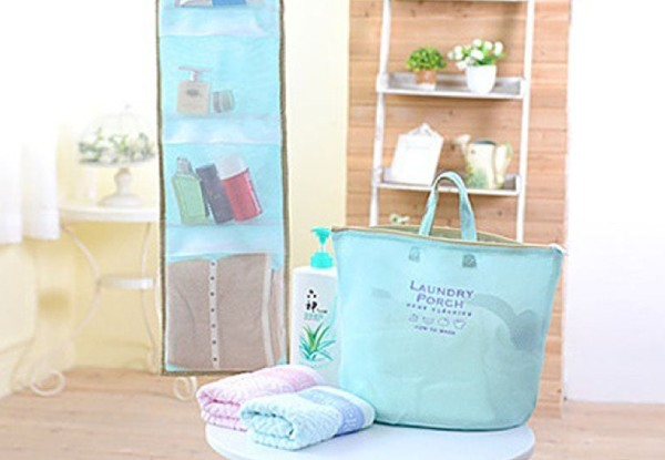 Portable Bath Hanging Mesh Bag Organiser - Available in Six Colours & Two Options