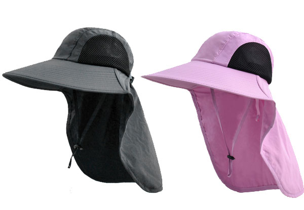 Wide Brim Sun Hat with Large Neck Flap - Nine Colours Available