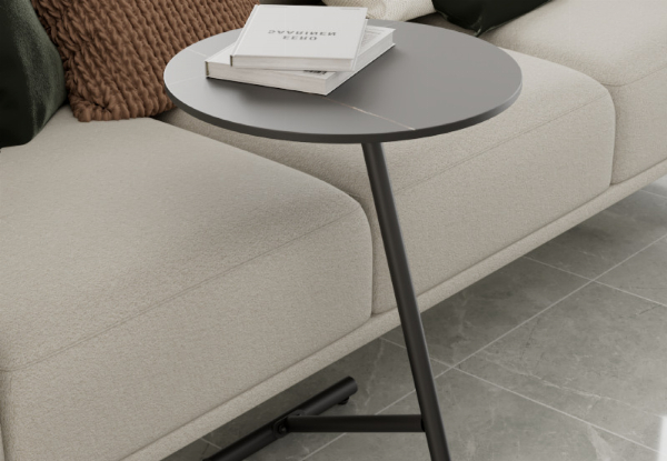 Round Side Table with Sintered Stone Desktop - Two Colours Available