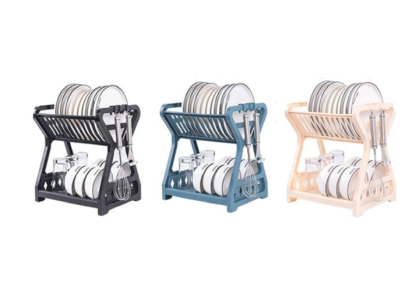 Two-Tier Kitchen Dish Drying Rack - Three Colours Available