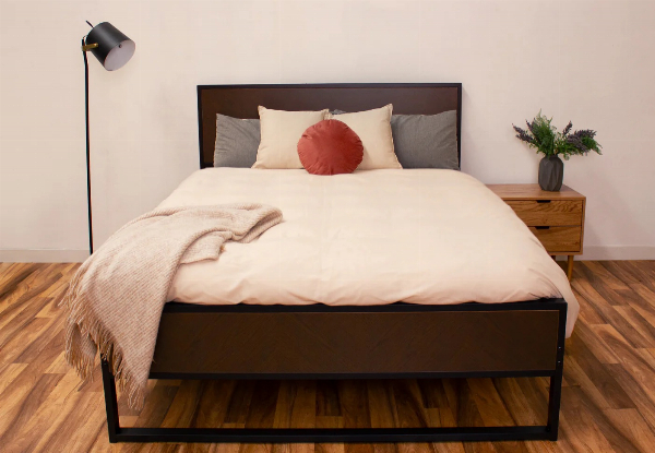 Fraser Industrial Walnut Queen Bed Frame