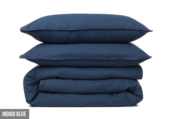 Canningvale Belgian Linen Cotton Blend Duvet Cover Set - Two Sizes & Six Colours Available with Free Delivery