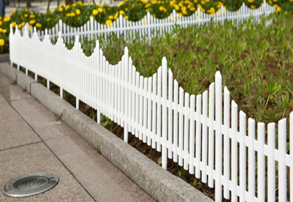 Six-Piece White Garden Picket Fence