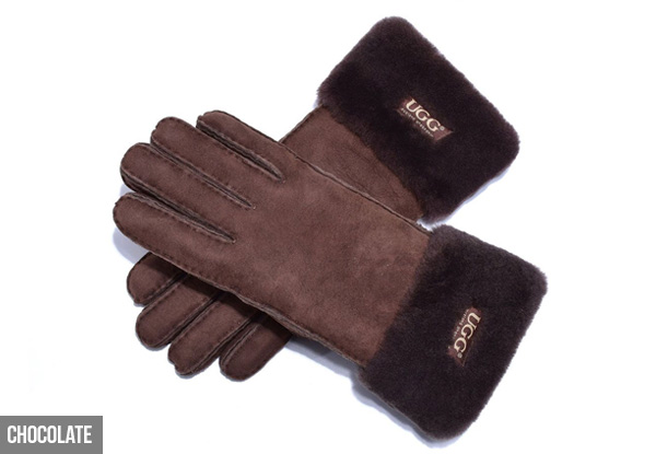 Auzland Women's 'Carly' Leather Suede Button UGG Gloves - Two Colours & Three Sizes Available