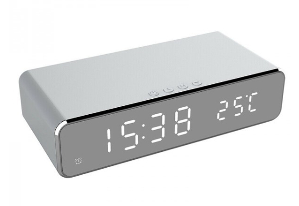 LED Alarm Clock with Thermometer & Wireless Phone Charger - Option for Two with Free Delivery