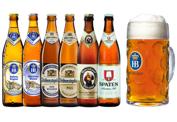 Six 500ml German Beers incl. 1L Hofbrau Stein