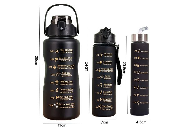 Set of Three Leak-Resistant Water Bottle