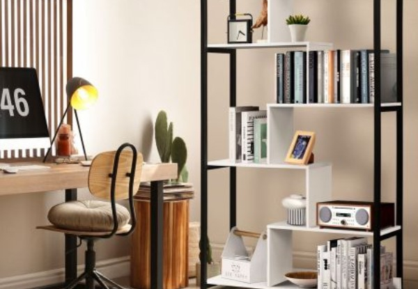 LUXSUITE Six-Tier Wooden Bookshelf