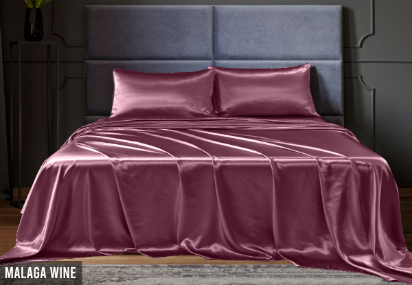 Four-Piece Royal Comfort Satin Sheet Set - Available in Six Colours & Two Sizes