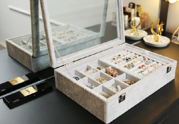 22-Grid Clear Lid Jewellery Showcase Display Storage