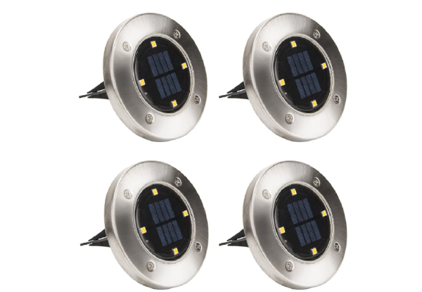 Four-Pack of LED Solar Outdoor Garden Pathway Lights