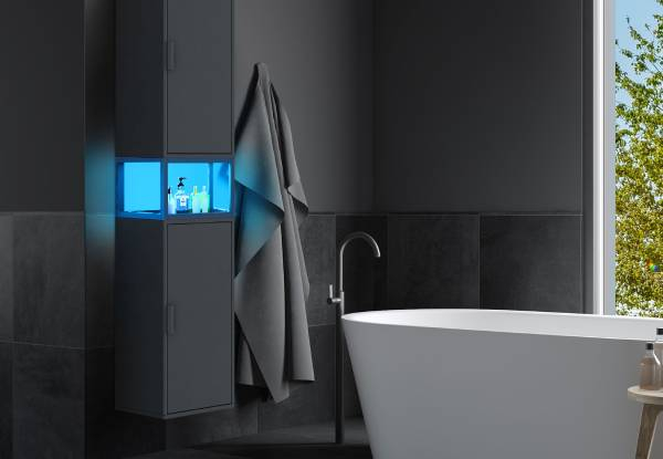 Wall-Mounted Bathroom Storage Cabinet with LED - Two Colours Available