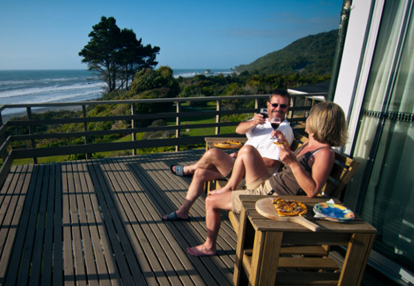 TranzAlpine Getaway Package for Two People incl. TranzAlpine Train Return, Rental Car Hire & Beachview Accommodation with Spa Pool Access, WiFi, Breakfast & Antipasto Platter