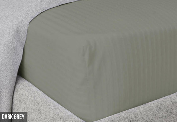 Fitted Sheet with Damask Strip - Seven Colours & Six Sizes Available