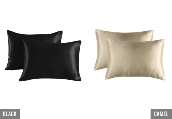 One-Pair Satin Pillow Cases - Fourteen Colours Available