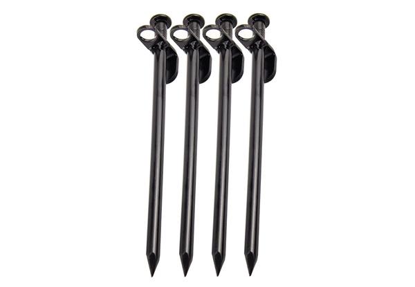 Four-Pack of 40cm Heavy-Duty Steel Solid Tent Pegs