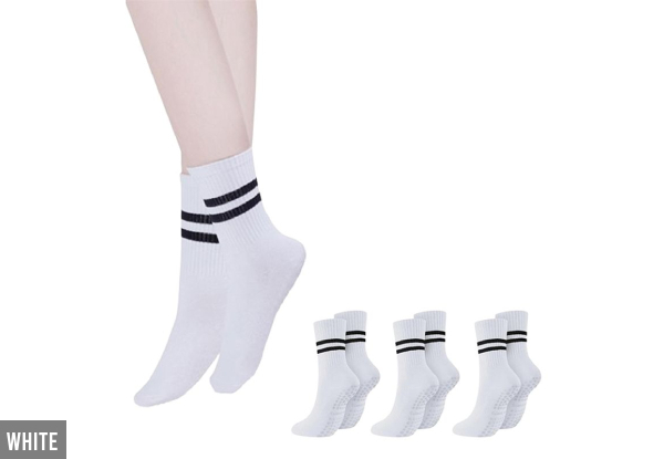 Three-Pairs Non-Slip Yoga Grip Socks - Four Colours Available & Option for Six-Pairs