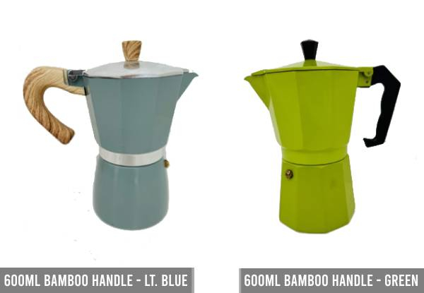 Moka Express Espresso Pot Range - Available in Two Styles, 10 Colours & Three Sizes