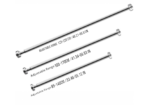 Stainless Steel Telescopic Curtain Rod - Available in Three Sizes