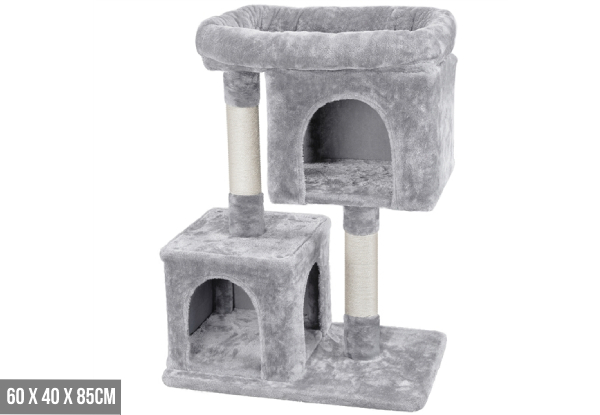 Plush Compact Cat Tree - Two Colours & Two Sizes Available