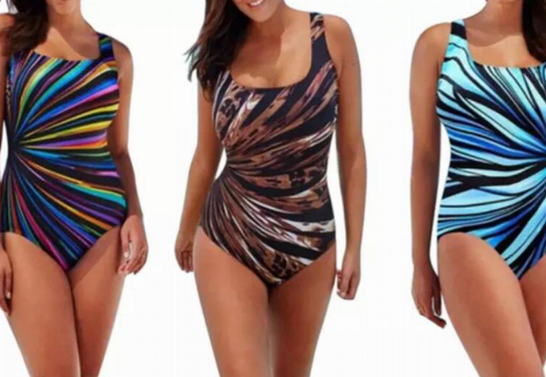 Plus-Size Printed One-Piece Swimsuit - Three Colours & Six Sizes Available
