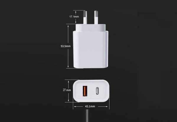 20W USB-C Fast Charger with Two Ports