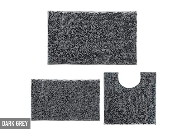 Three-Piece Non-Slip Absorbent Bath Mat - Seven Colours Available