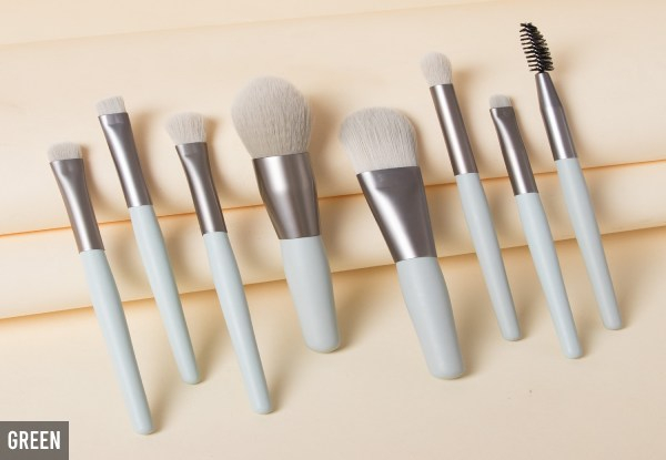 Eight-Piece Portable Makeup Brush Set - Four Colours Available