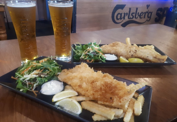 Classic Fish 'n' Chips & a Cold Glass of Carlsberg for Two People for Lunch