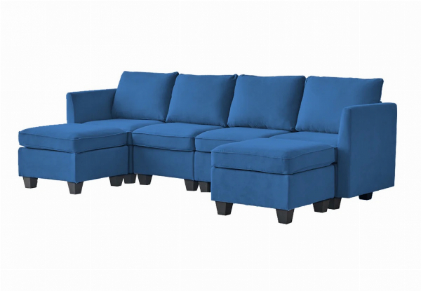 Enzo Sectional Sofa with Ottoman - Available in Two Colours