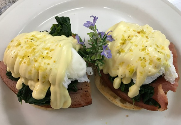 Two Eggs Benedict Breakfasts - Choose from Bacon or Ham