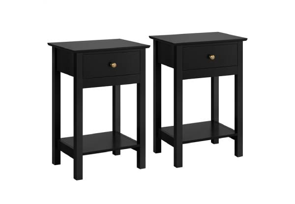 Two-Piece Wood Bedside Night Stand - Two Colours Available