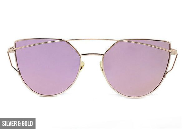 One Pair of Cat Eye Mirrored Sunglasses - Seven Colours Available