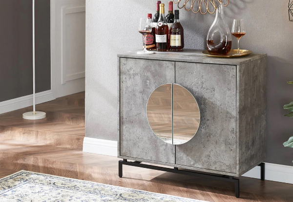 Two-Door Modern Lounge Cabinet with Wine Rack