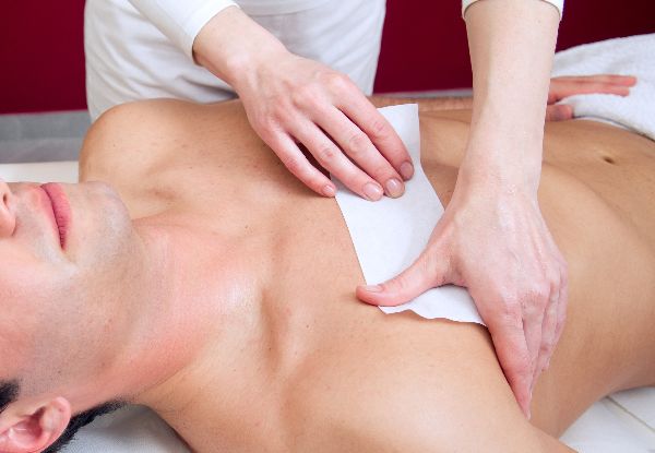 Men's Waxing Treatment for Three Areas - Choose from Chest & Stomach, Brazilian, Full-Leg, Back, or Full-Arm