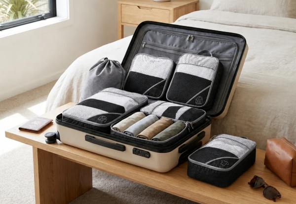 Six-Piece Compression Packing Cubes Travel Organiser Set - Available in Four Colours