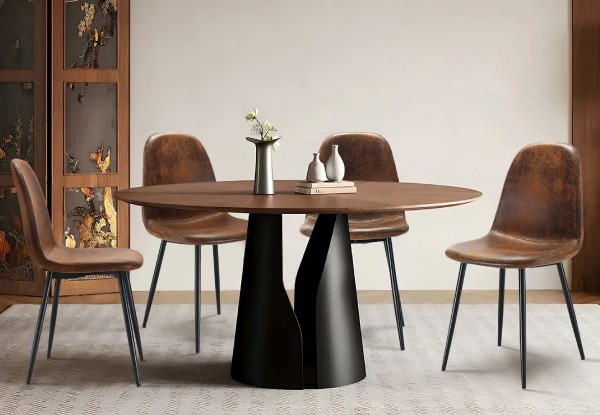 Four-Piece Suede Dining Chair Set