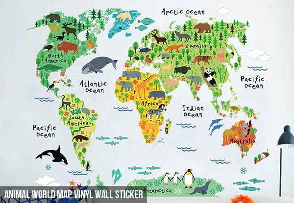 World Map Vinyl Wall Sticker - Two Styles Available