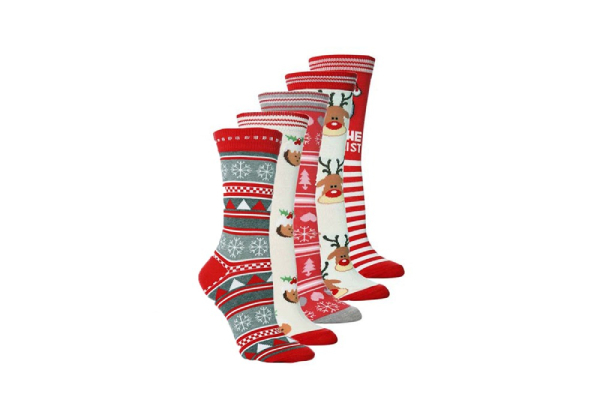 Five-Pack Unisex Christmas Socks