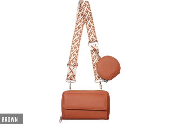 Leather Wide Strap Crossbody Bag with Coin Pouch - Six Colours & Two-Pack Available