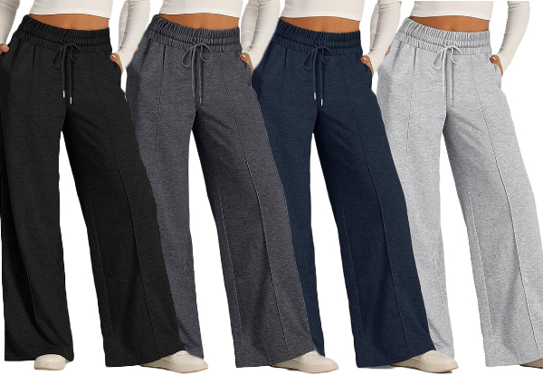 Women's Wide Leg Sweatpants with Pockets - Available in Four Colours & Five Sizes