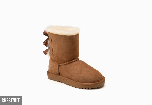 OZWEAR UGG Kids Water-Resistant Two Ribbon Boots - Six Sizes & Four Colours Available