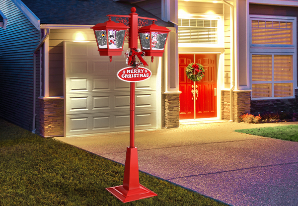 Two-Head Christmas LED 188cm Light Post with Christmas Songs