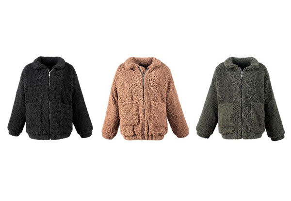 Shaggy Zip-up Jacket - Three Colours & Four Sizes Available with Free Delivery