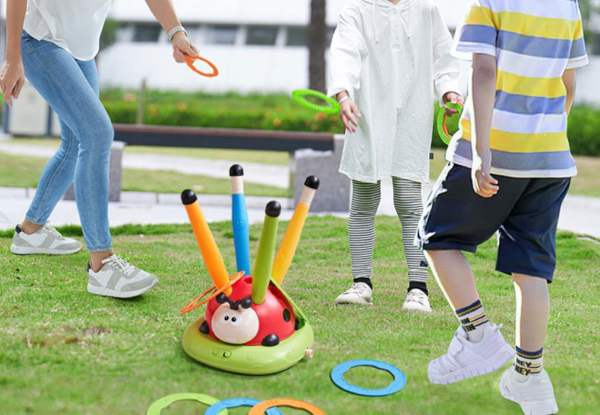 Three-in-One Musical Jump Toss Ring Game Rocket Launcher