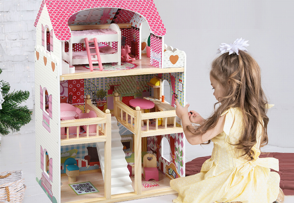 Bopeep Kids Wooden Three-Floor Doll House