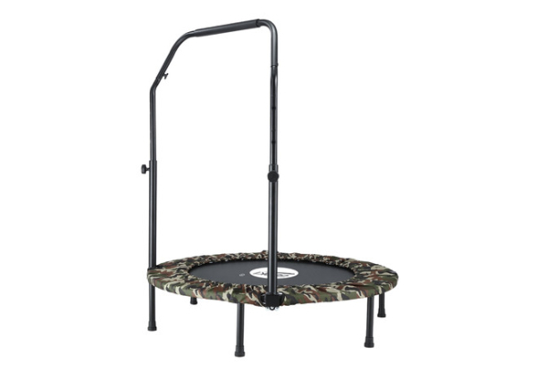 Genki Mini Foldable Fitness Trampoline with Adjustable Handrail - Two Sizes Available